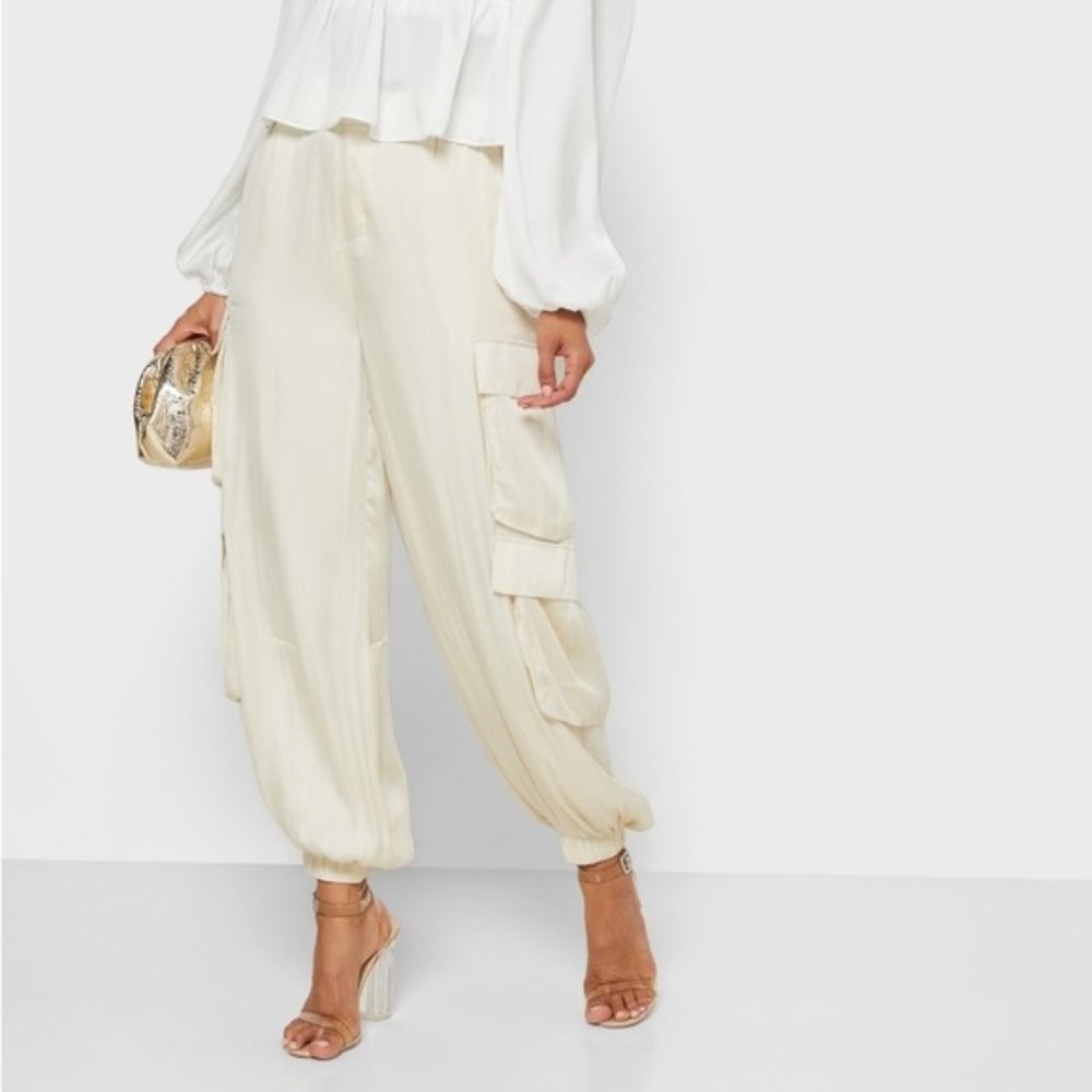 SOLD English Factory Satin Scallop Parachute Cargo Pants size Small
